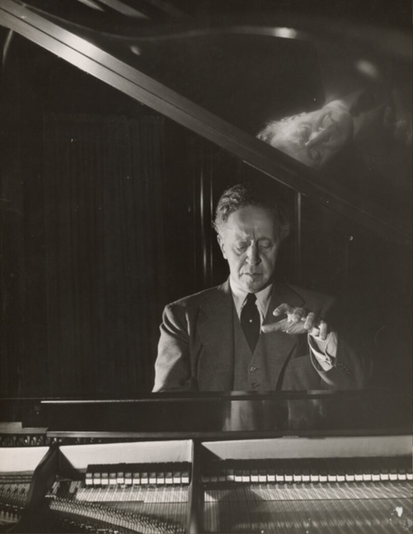 [Pianist Arthur Rubenstein Playing Piano, New York City]