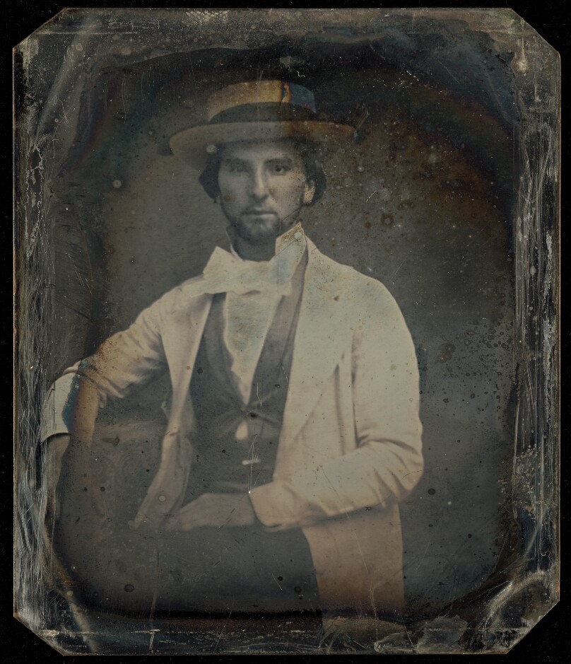 [Portrait of a Seated, Bearded Man in Hat]