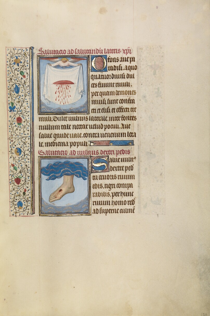 An Angel Holding a Cloth with Christ's Bleeding Wound; Christ's Right Foot with Wound