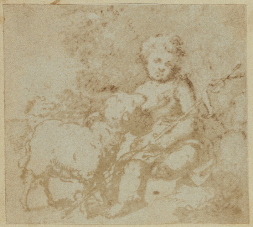 St. John the Baptist with the Lamb. From an original drawing by Murillo.