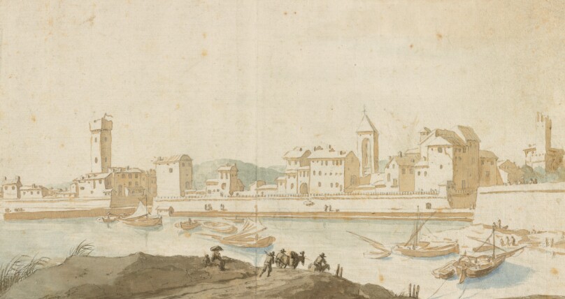 View of Civitavecchia with the Harbor Wall