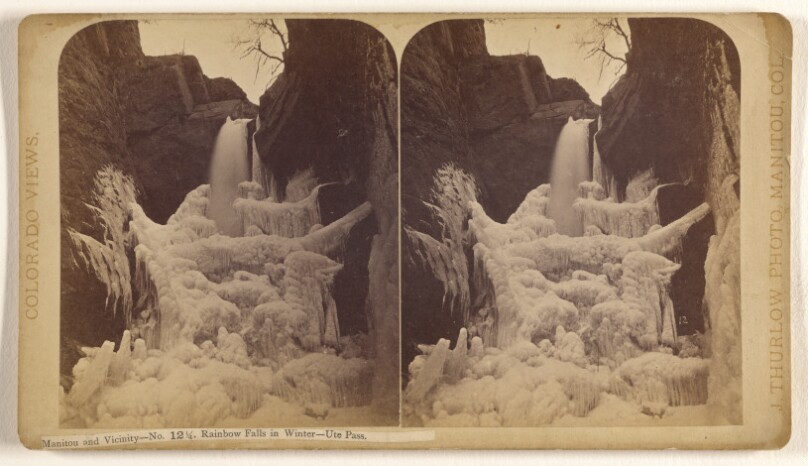 Manitou and Vicinity. Rainbow Falls in Winter - Ute Pass.