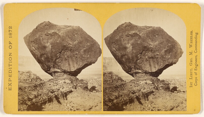 A perched block of sandstone, which is being gradually undermined by the action of sand and wind.