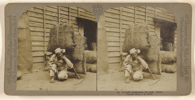 A coolie readjusting his pack. Korea.