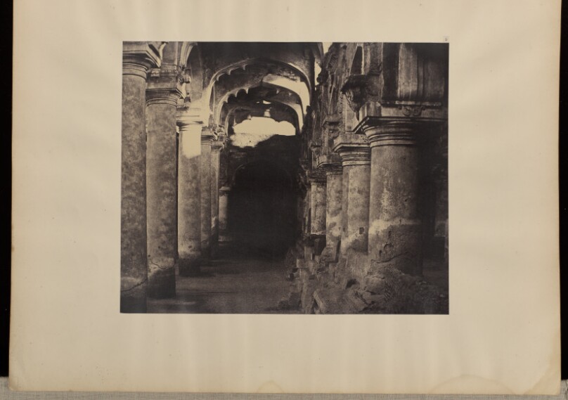 Madura. [Trimul Naik's] Palace, Vista from Upper End of Quadrangle Looking to One Side of Entrance.