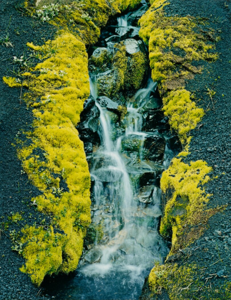 Moss, Waterfall, Cinders, near Dam Site on Thjorsa River
