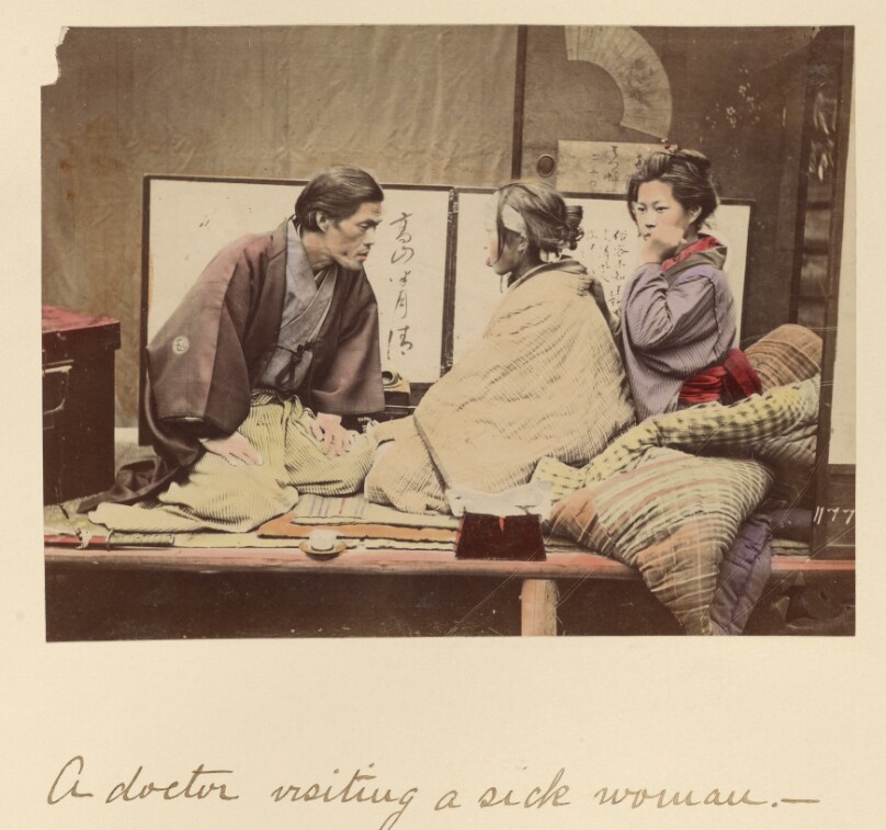 A doctor visiting a sick woman