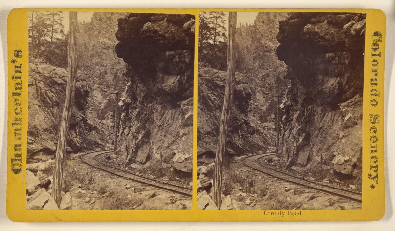 Grundy Bend. [Clear Creek Canyon, Colorado Central Railroad]