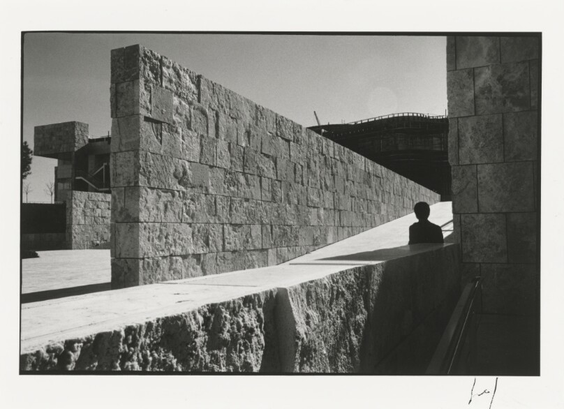 [Getty Center: Ramp to Plaza level; museum under construction]