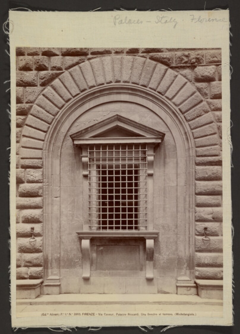 Palazzo Riccardi, ground-floor window by Michelangelo, Florence