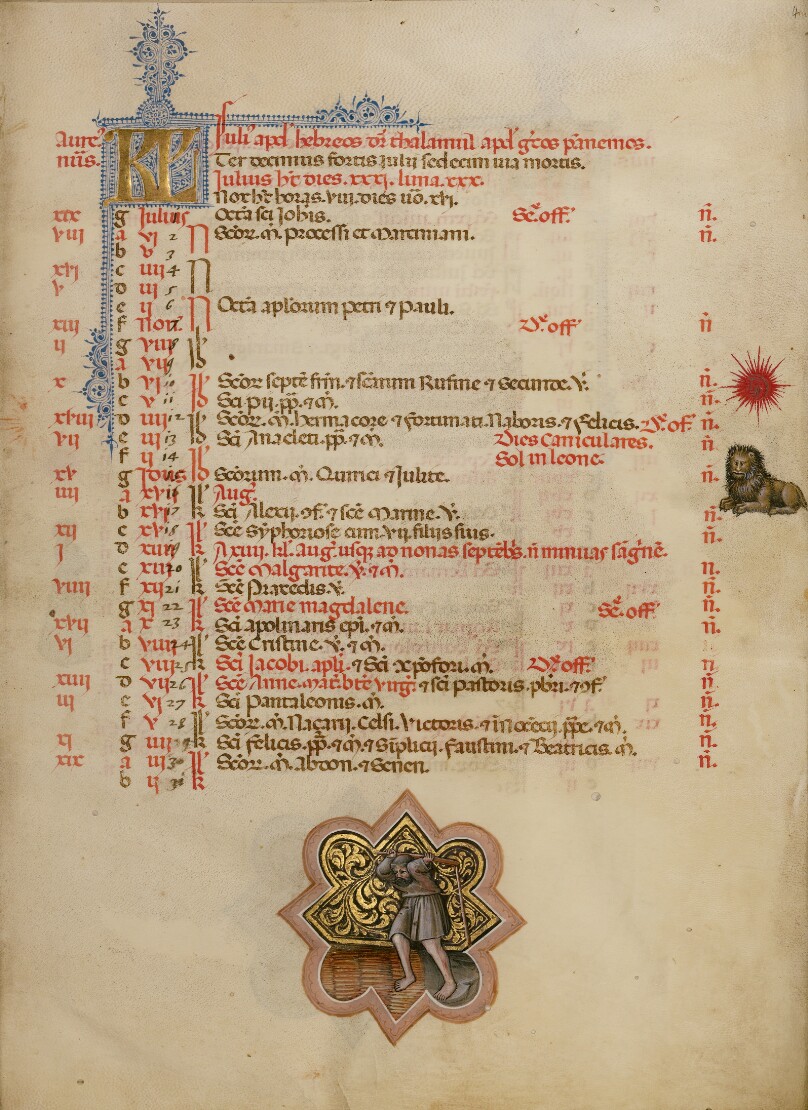 A Man Threshing; Zodiacal Sign of Leo