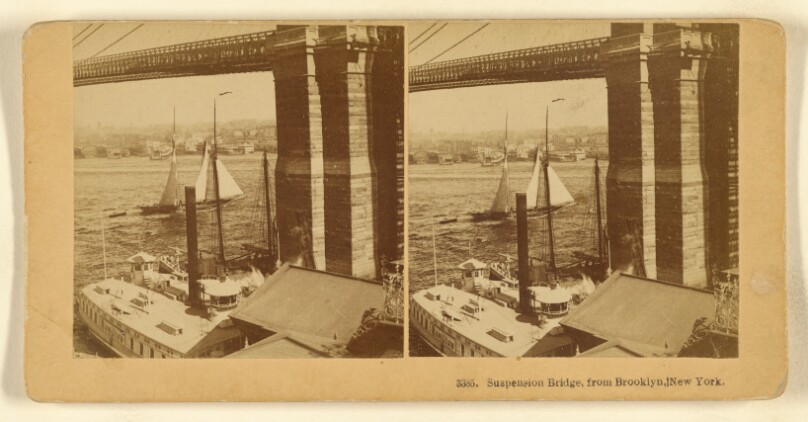 Suspension Bridge, from Brooklyn, New York.