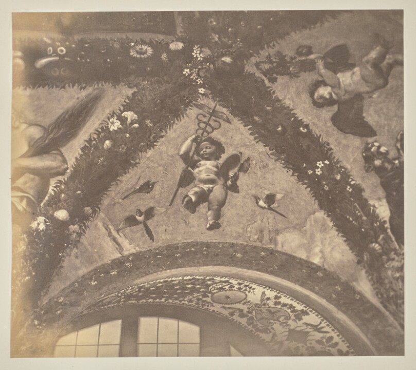 [Fresco of Putto with attributes of Mercury by Raphael and his workshop in Villa Farnesina]