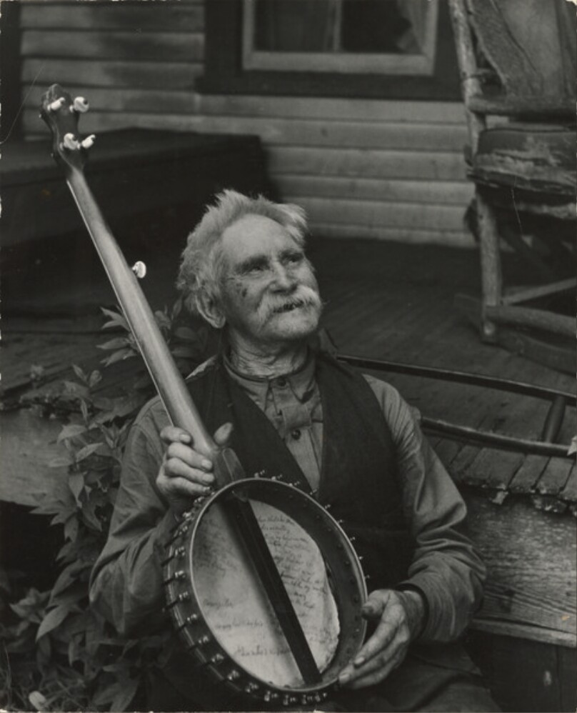 Lake Music Festival: Folk singer Uncle Joe Orr, 95 year old farmer who lives with his wife in a cabin on a mountain top in the Blue Ridge, occasionally joins in the mountain festivals, NC
