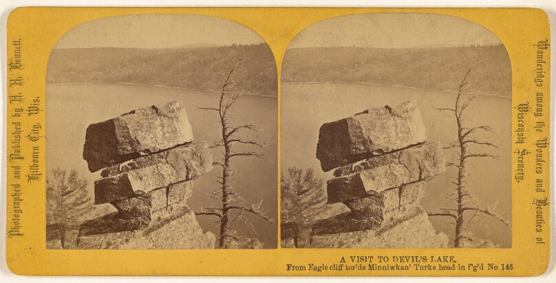 A Visit to Devil's Lake. From Eagle cliff tor'ds Minniwkan' Turks head in f'g'd