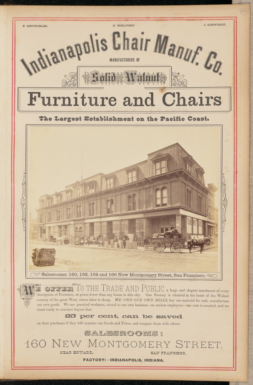 [Indianapolis Chair Manufacturing Company, San Francisco]
