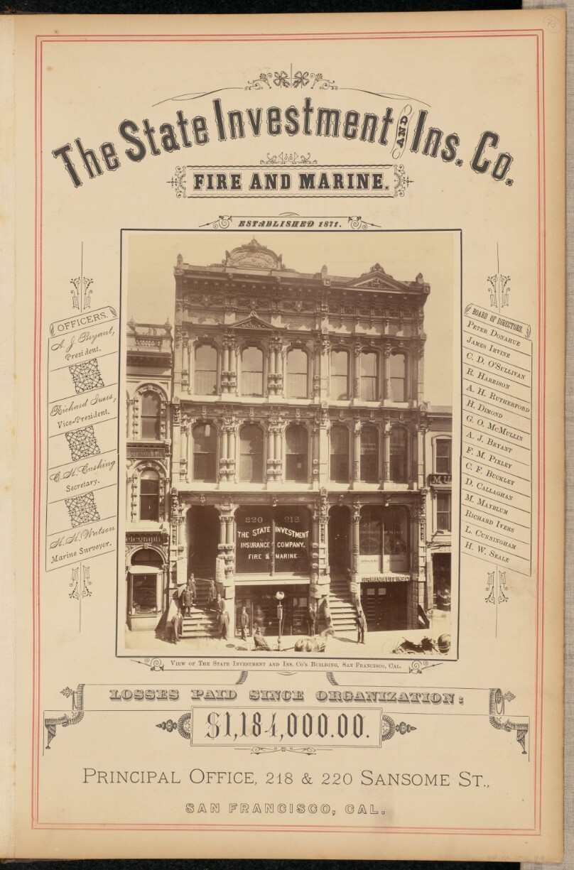 View of the State Investment and Insurance Company's Building, San Francisco, California