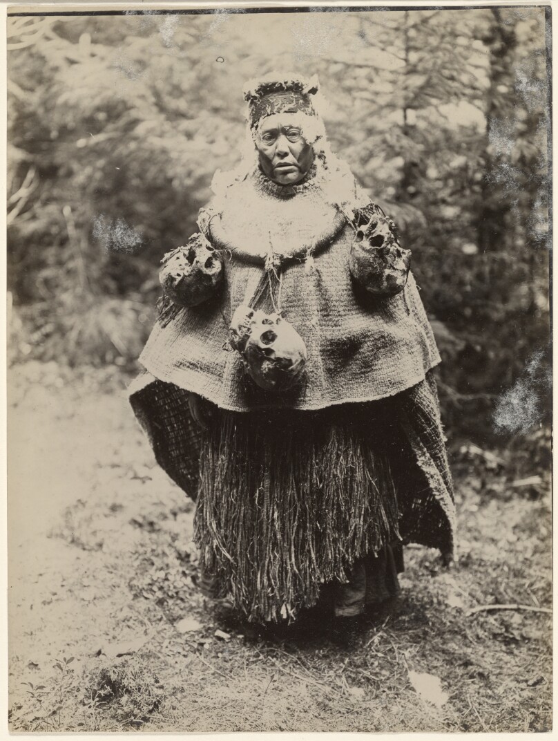 [A Kwakiutl Head Hunter Dressed for a Kominaka Dance]