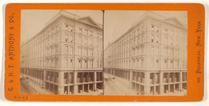 One of the Great Day Goods Stores of New York. H.B. Claflin & Co. This building runs from Church Street to West Broadway...