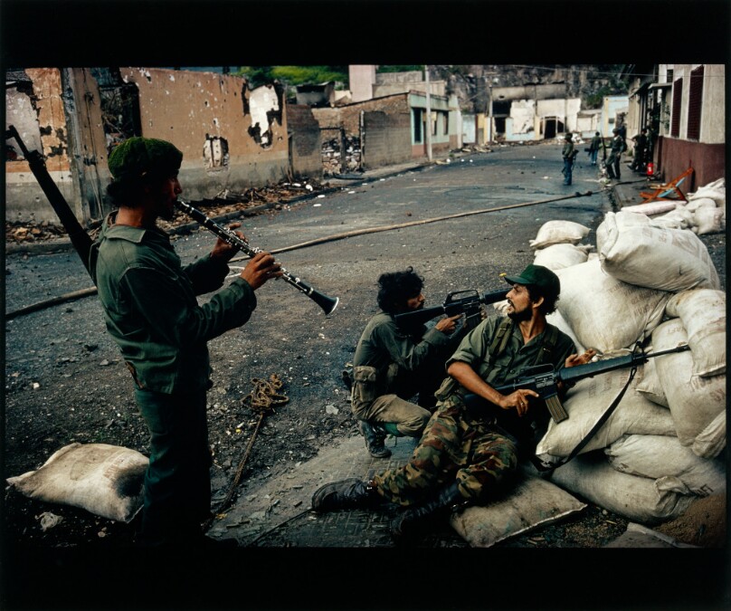 Sandinista barricade during last days of fighting in Matagalpa, Nicaragua