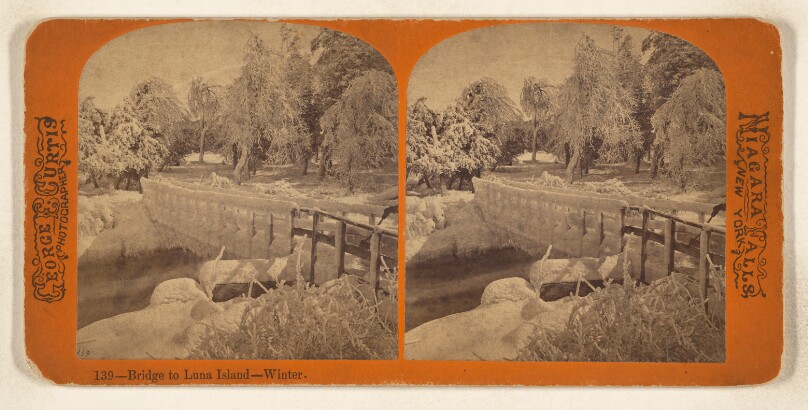 Bridge to Luna Island - Winter. [Niagara Falls, New York]