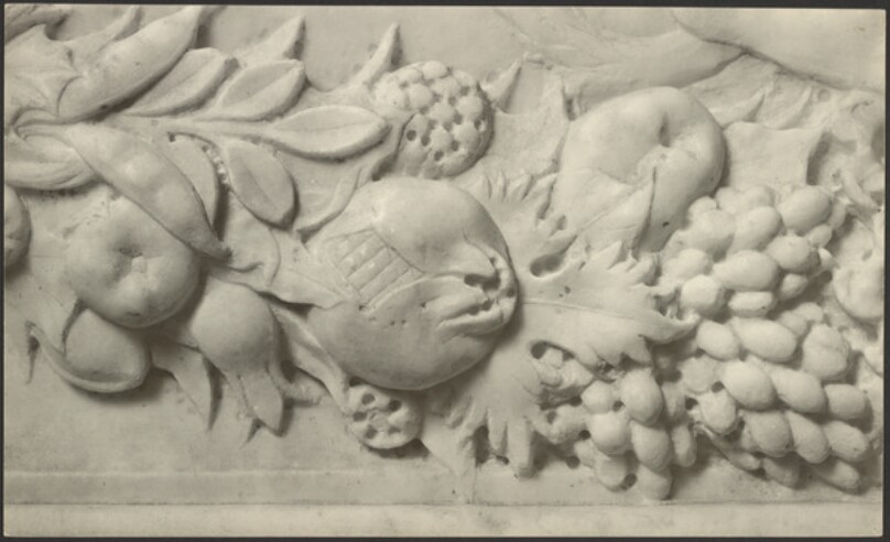 Detail of [pomegranate] garland.