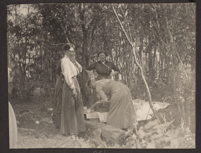 [Three women at a picnic]