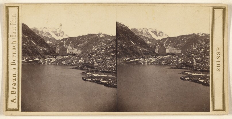 Grand St-Bernard. Hospice et Lac.