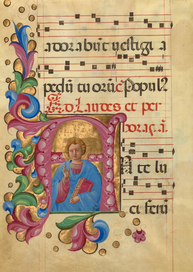 Initial A: Young Christ Blessing