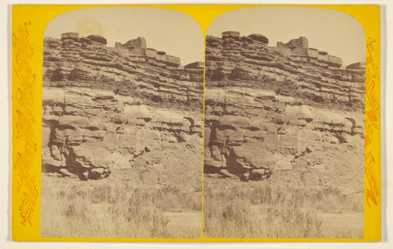 Ancient Ruins on the Cliffs of Glen Canon, seen from the foot of the Cliff. [Colorado Valley]