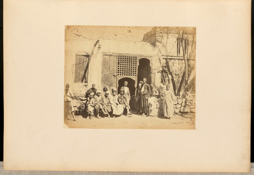 [Group portrait at a coffeehouse, Egypt]