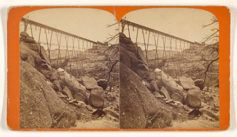Dale Creek Iron Viaduct, 132 feet high, 660 feet long, Union Pacific Railroad.