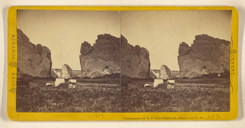 [Gate to "Gardens of the Gods", Colorado Territory, at the foot of the Mountains, 70 miles south of Denver]