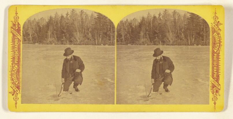 The President of the "P.A.A." catching the first fish. [Lake Winnipesaukee, New Hampshire]