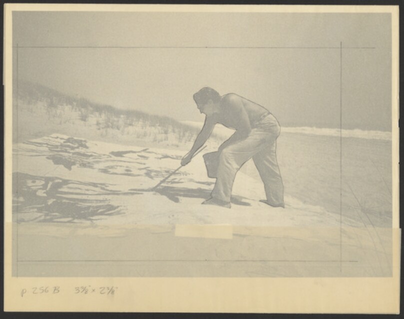 Julian Schnabel painting with a stick, Amagansett, Long Island