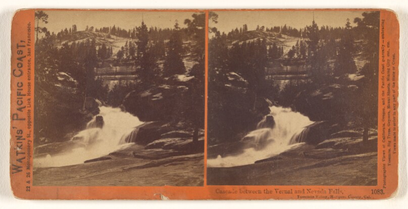 Cascade between the Vernal and Nevada Falls, Yosemite Valley, Mariposa County, Cal.
