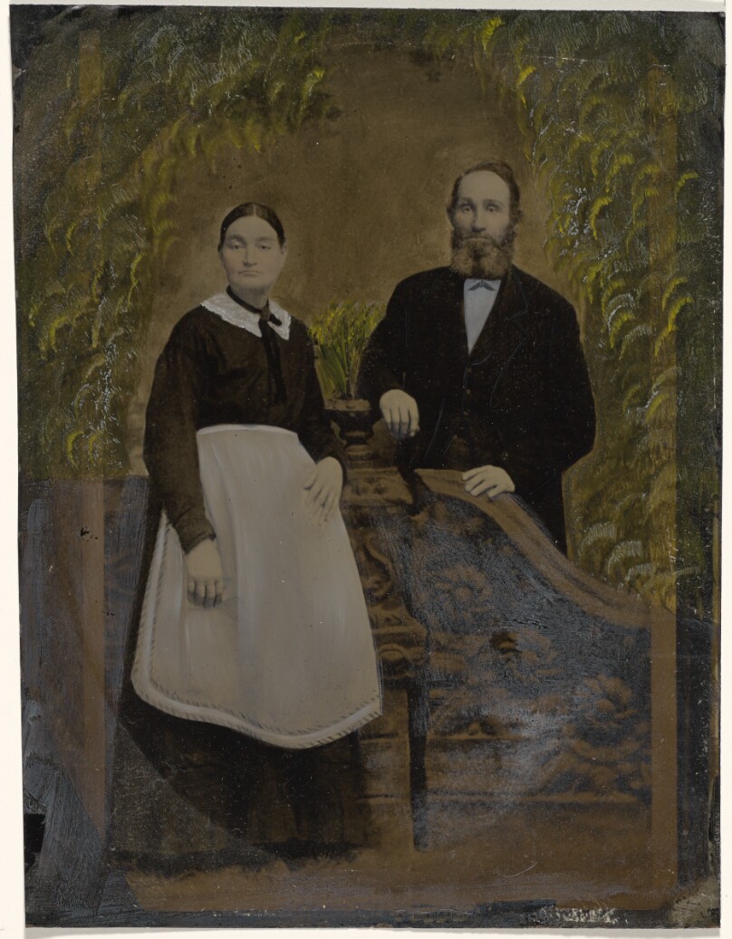 [Portrait of couple in garden scene]
