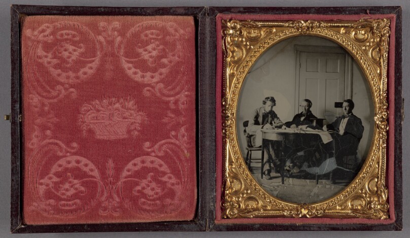 [Portrait of Three Seated Men at a Desk, Turin, New York]