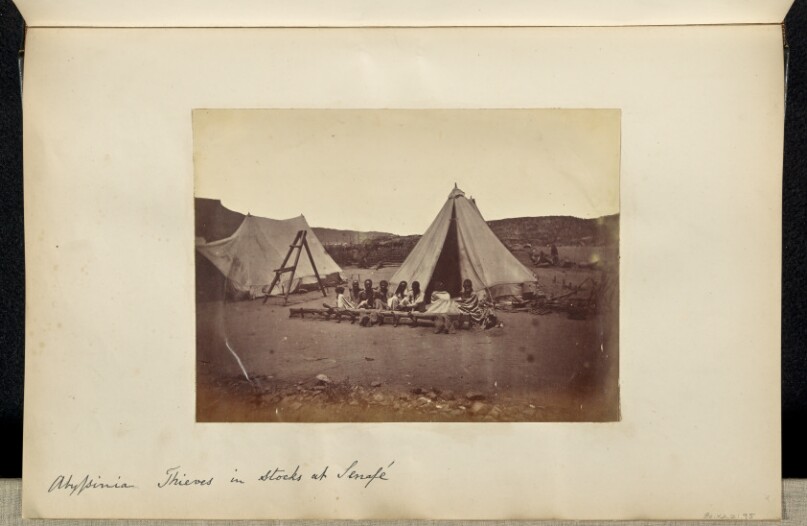 Abyssinia. Thieves in Stocks at Senafe.