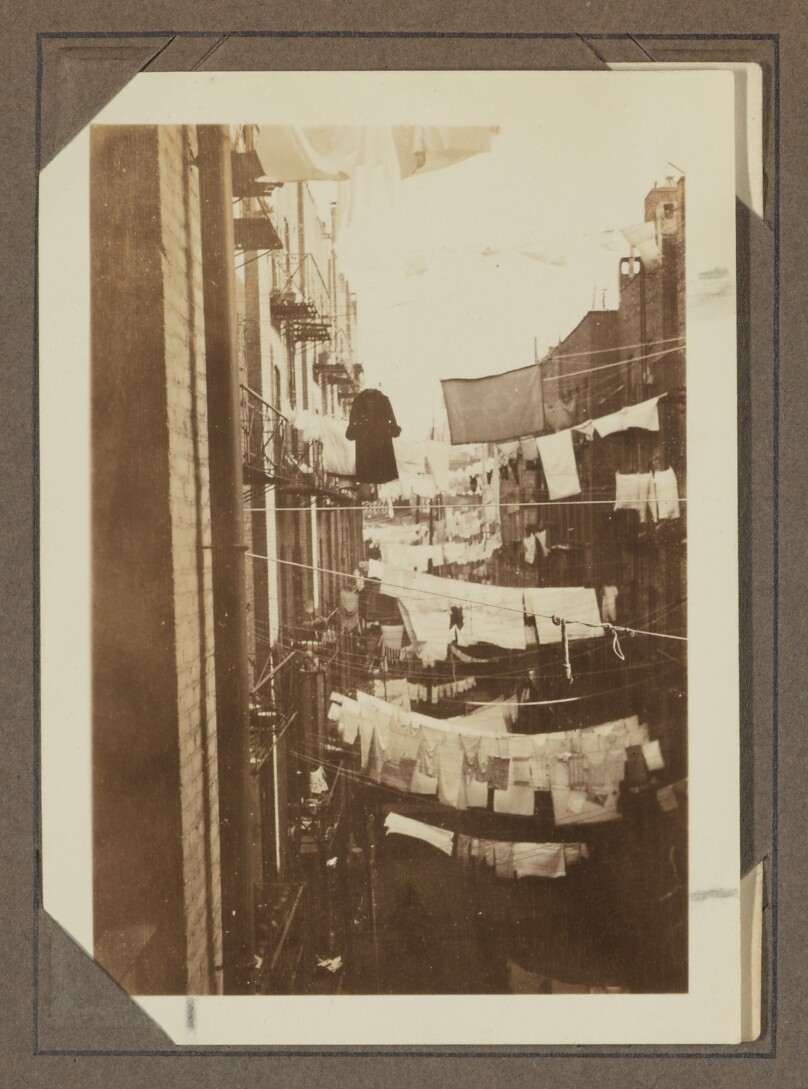 [Clotheslines between buildings]