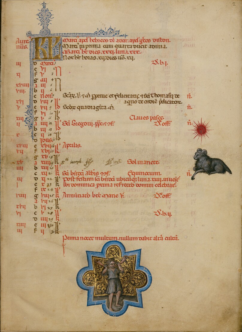A Man Blowing Two Horns; Zodiacal Sign of Aries
