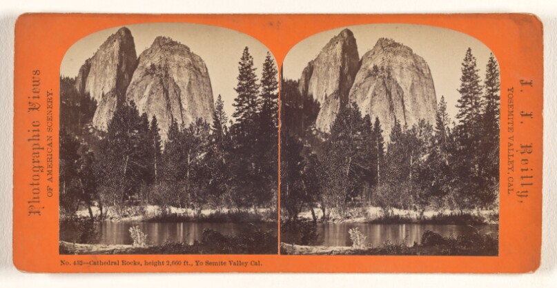 Cathedral Rocks, height 2,660 ft., Yo Semite Valley[,] Cal.