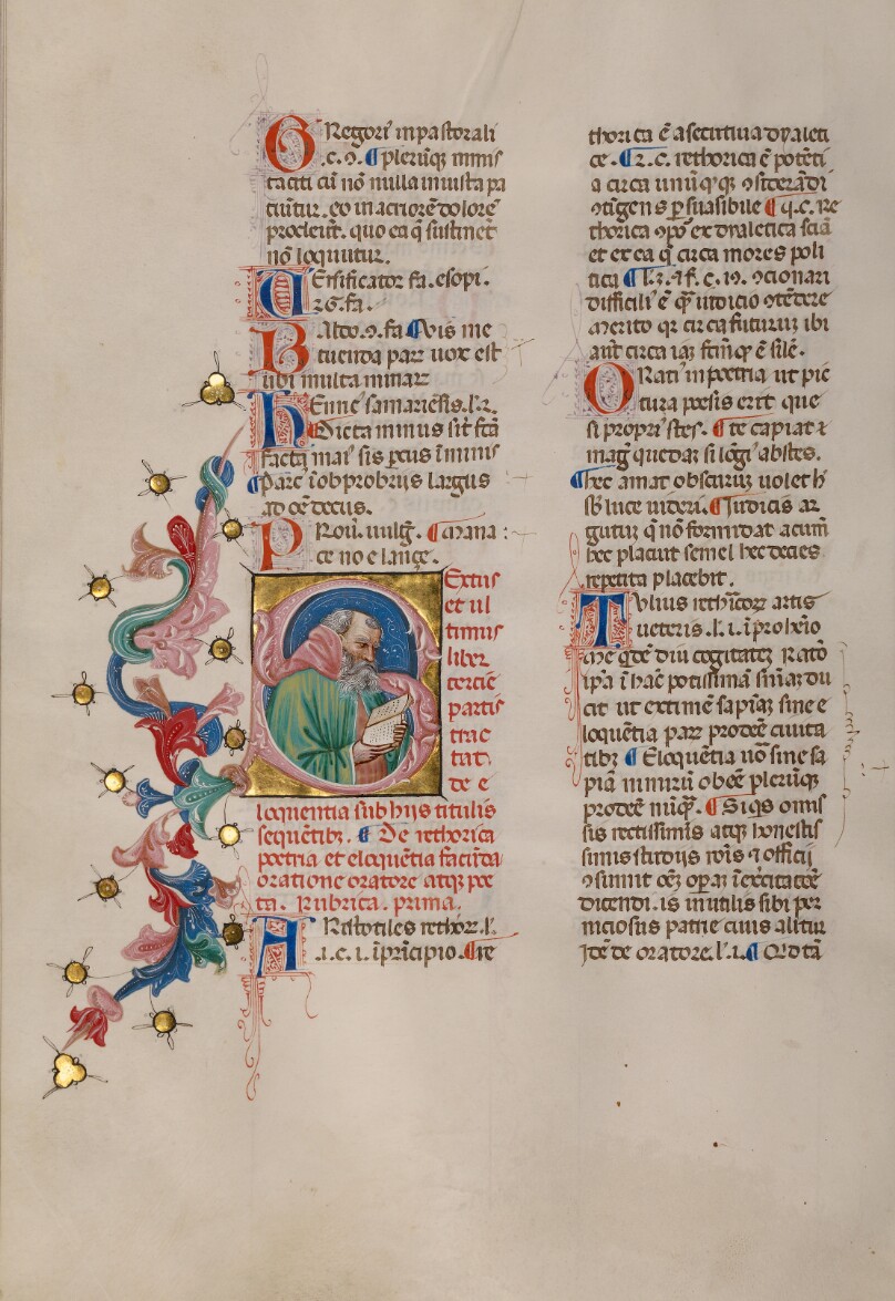 Initial S: Bust Portrait of a Bearded Man with an Open Book
