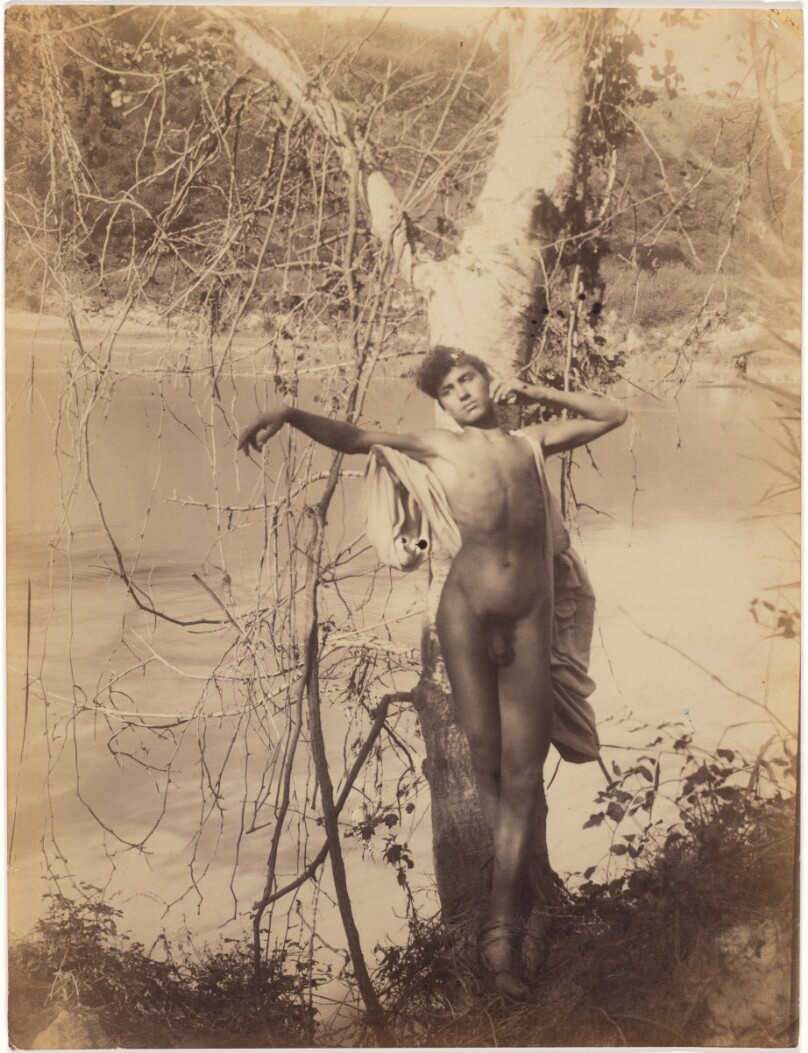 [Young Man Leaning Against a Tree, Nude]