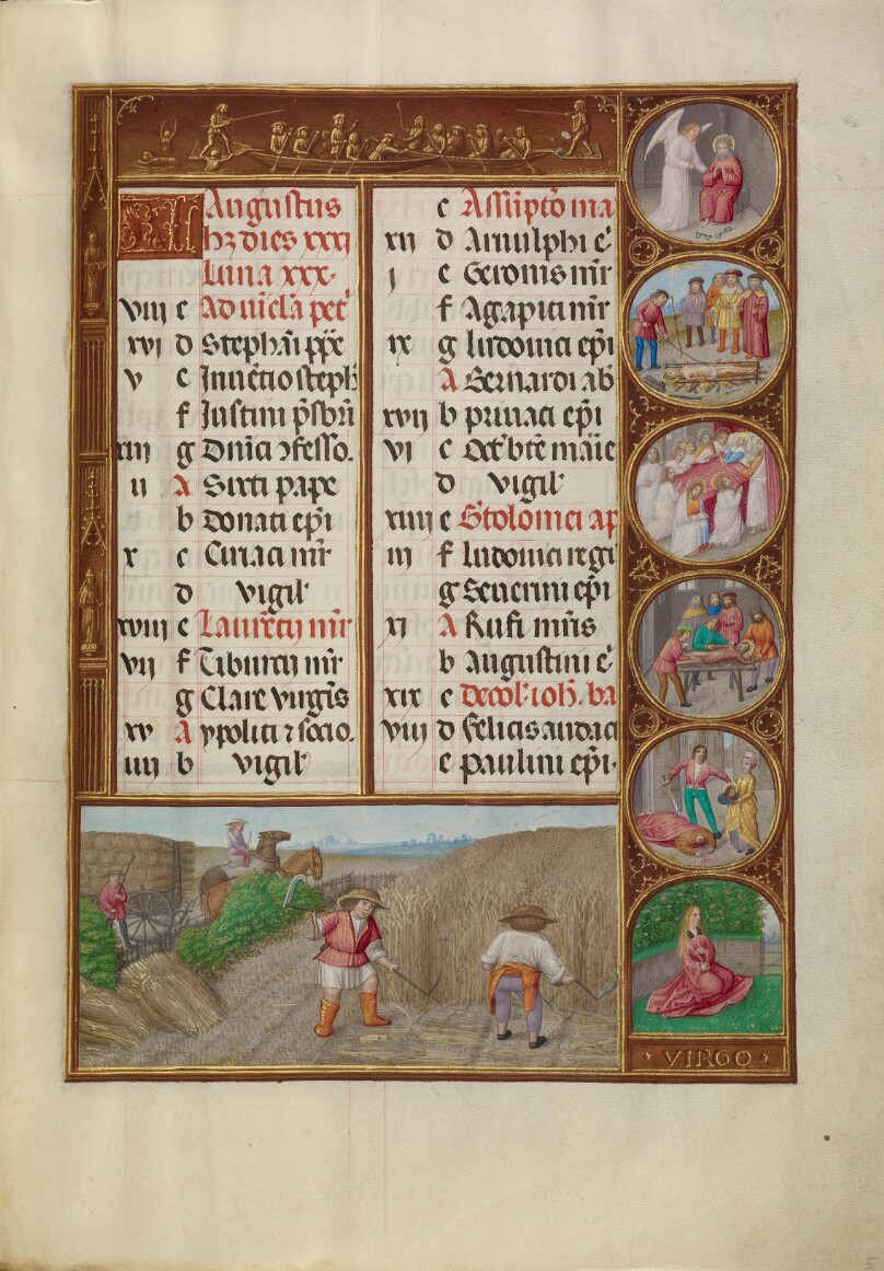 August Calendar Page; Reaping; Virgo