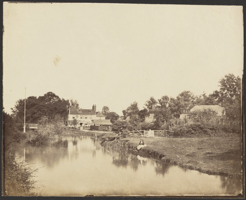 [View of the Ferry Boat Pub, Tottenham, with a Girl Seated on the River Bank]