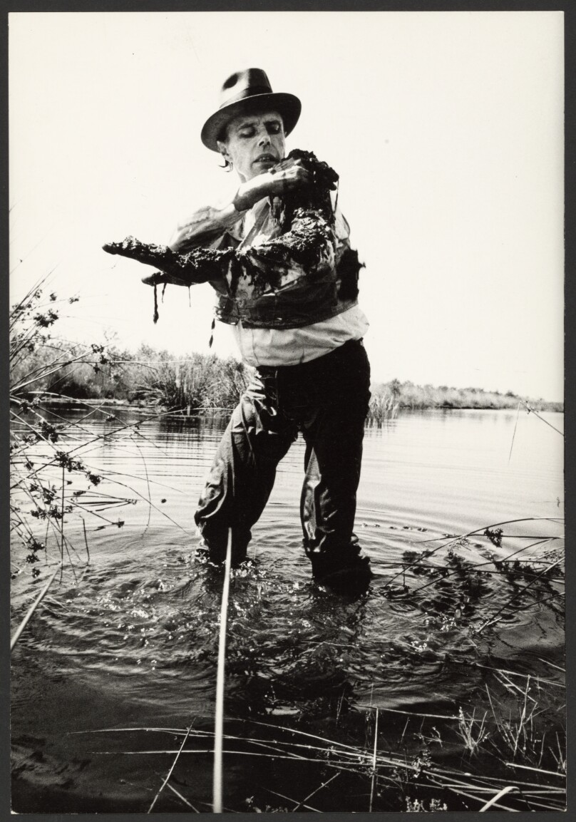 Joseph Beuys standing with mud, Eindhoven, Netherlands