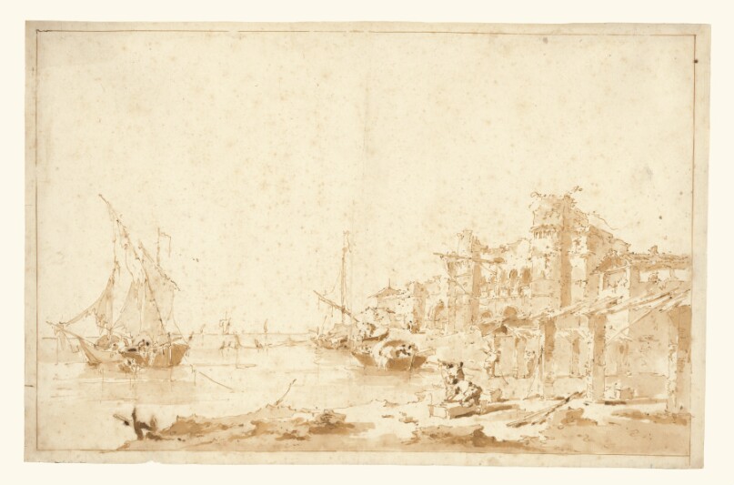 An Imaginary View of a Venetian Lagoon, with a Fortress by the Shore