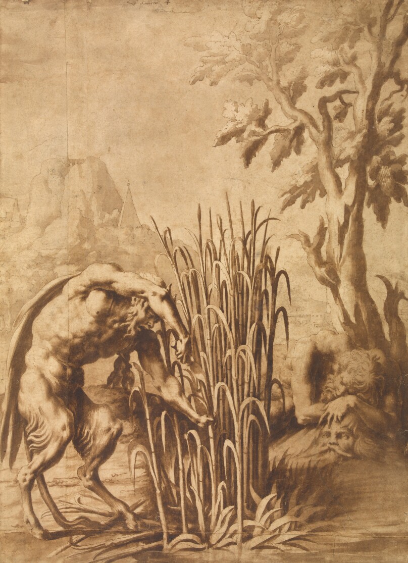 Pan cuts the reed into which the nymph Syrinx has turned