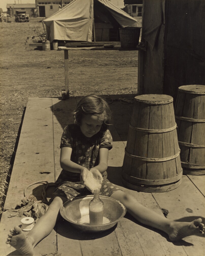 Little Ruthie Playing with Bottle, near Visalia, Tulare County, California